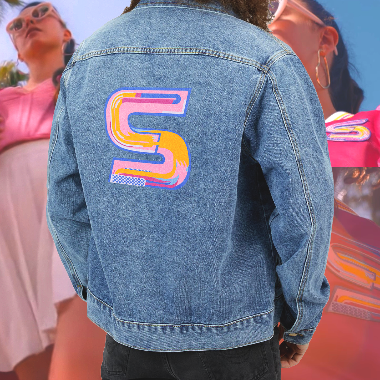The Substance Sue Jacket Coat, Substance Denim Jacket, The Substance Shirt, Demi Moore, Margaret Qualley, Substance Sue Pink Denim Jacket